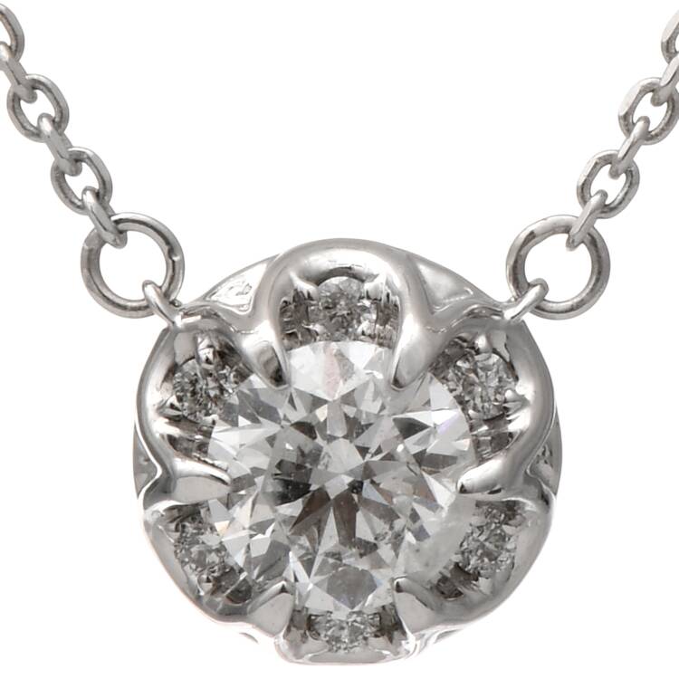 14KW Diamond(0.56) Cluster & Bezel Set (0.09) Station Necklace