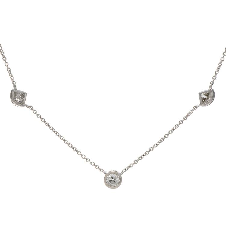 14KW Diamond(0.46) Trio Bezel Set Station Necklace