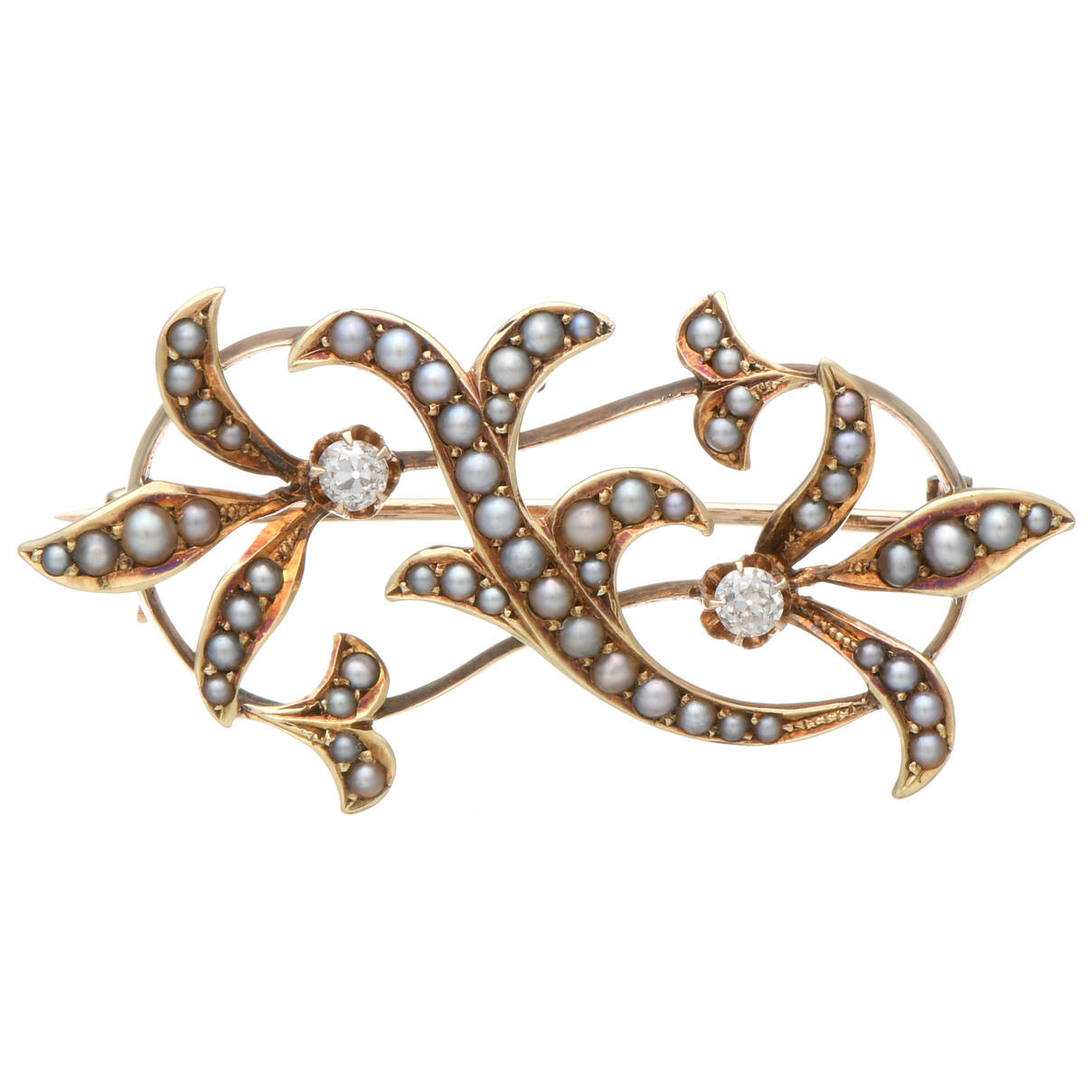 14/12KY Victorian Diamond (0.12) & Seed Pearl Floral Pin