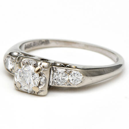 14KW Vintage Diamond(0.63) Bridal Ring
