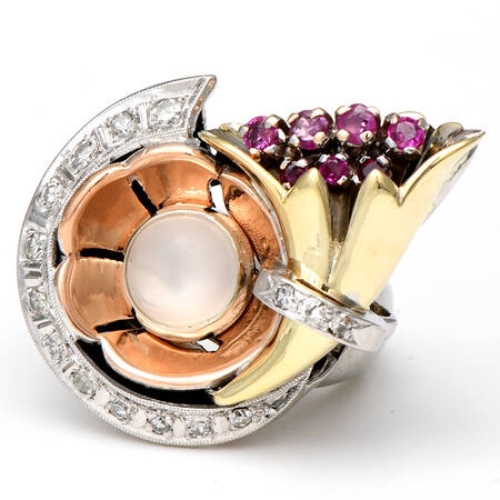 14KWRY Retro Modern Multi-Gemstone  Ring