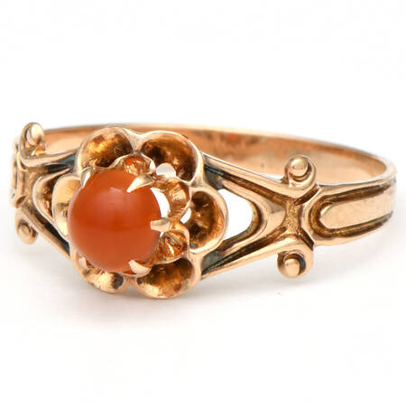 10KY Victorian Carnelian(0.49) Flower Ring