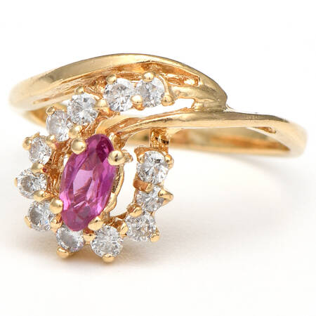 14KY Ruby(0.20)  & Diamond(0.36) Ring