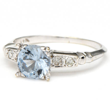14KW Synthetic Blue Spinel (1.0) & Diamond (0.10) Ring