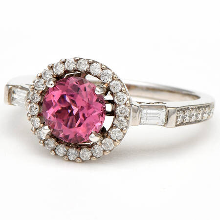 14KW Pink Tourmaline(1.12) & Diamond(0.45) Ring