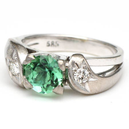 14KW Green Zircon(1.65) & Diamond Ring