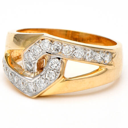 14KYW Diamond(0.40) Interlocking Band Ring
