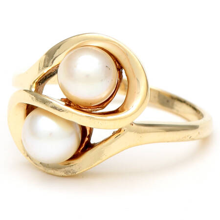 10KY Twin Cultured Pearl Bypass Ring