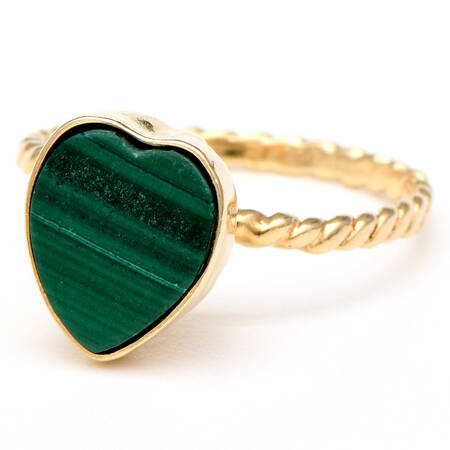 14KY Malachite(4.0) Heart Stack Ring