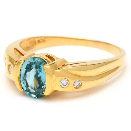 18KY Zircon(1.40) & Diamond(0.08) Ring