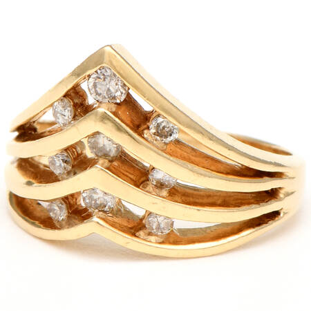 14KY Vintage Diamond(0.27) Chevron Ring