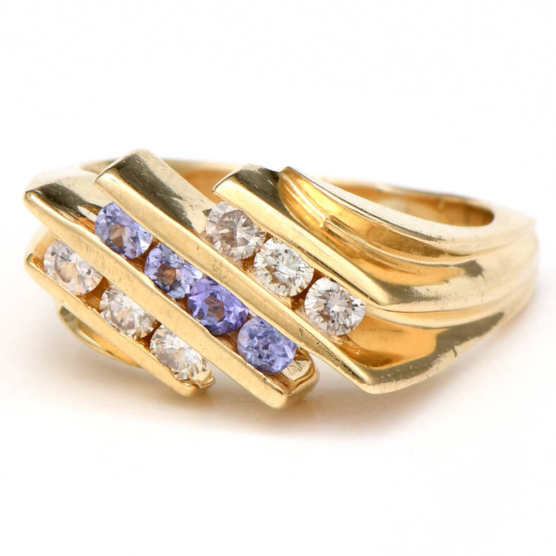 14KY Tanzanite (0.28) & Diamond (0.36) Channel Band Ring
