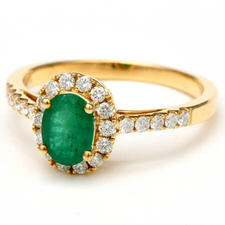 14KY Emerald(0.76) & Diamond(0.35) Halo Ring