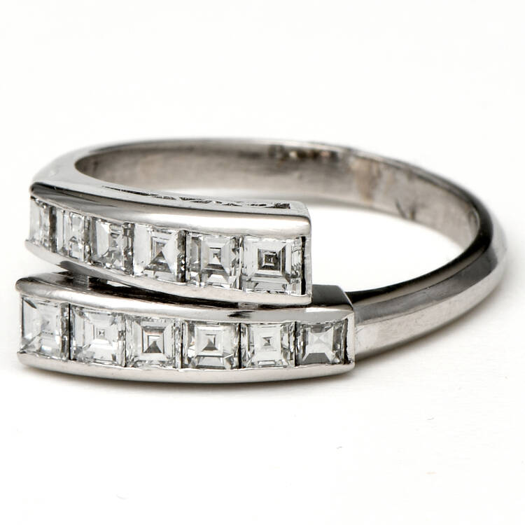 Platinum Ascher Cut Diamond(1.77) Bypass Ring