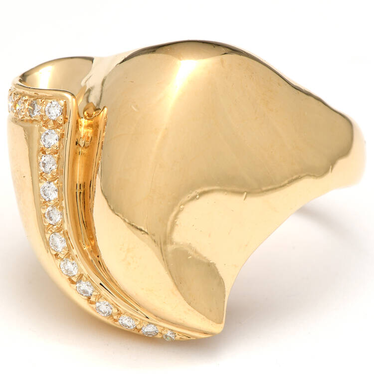 18KY Charles Krypell Diamond (0.39) Sculptural Statement Ring