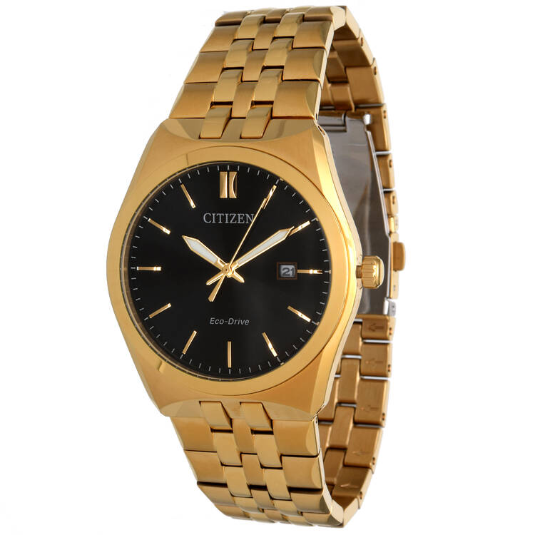Citizen Corso Gold PVD Black Dial Eco Drive Quartz Watch