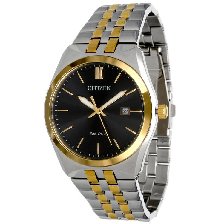 Citizen Corso Two Tone Black Dial Eco Drive Quartz Watch