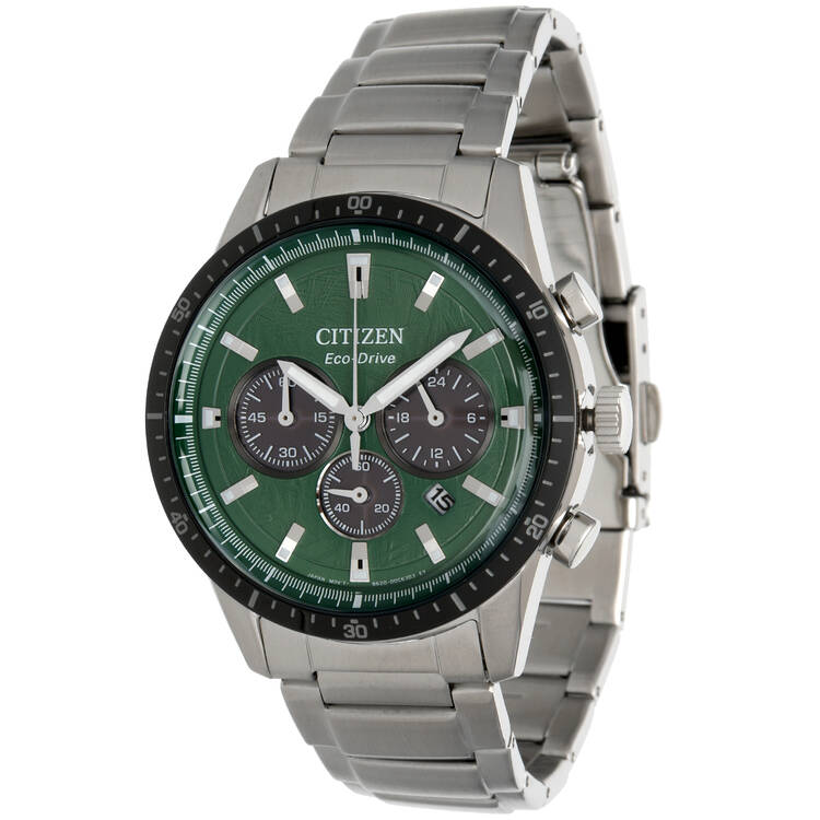 Citizen Sport Chronograph Green Dial Eco Drive Quartz Watch