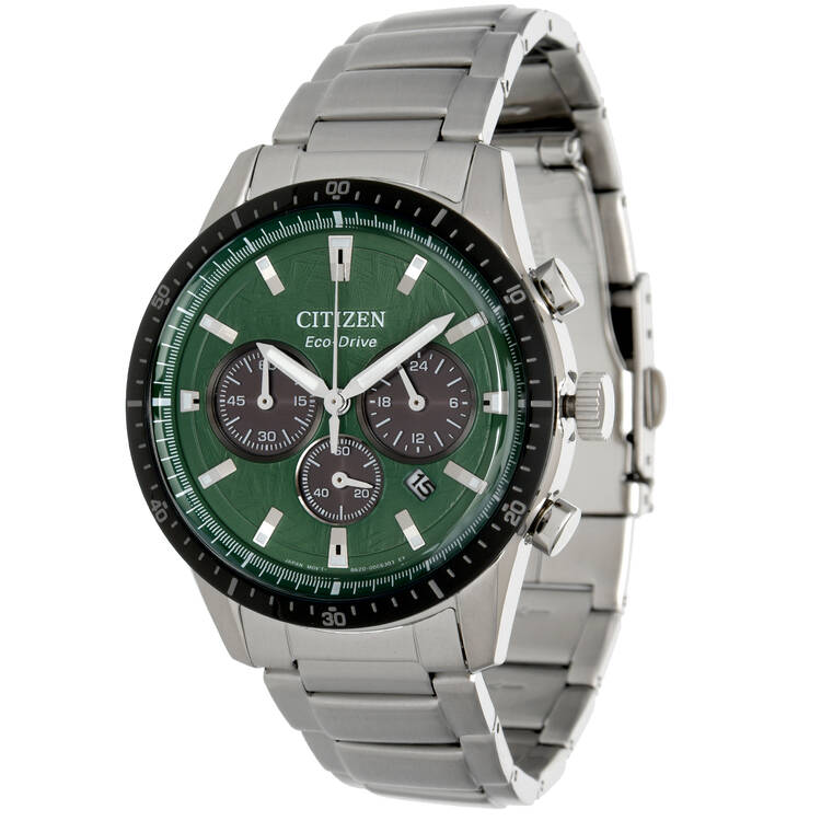 Citizen Sport Chronograph Green Dial Eco Drive Quartz Watch