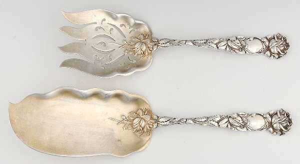 Bridal Rose (Sterling, 1903) 2 Piece Large Solid Fish Serving Set