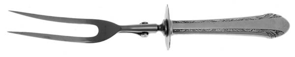 Chased Romantique (Sterling, 1933) Large Stainless-Prong Roast Carving Fork