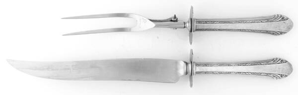 Chased Romantique (Sterling, 1933) Large 2-Piece Roast Carving Set w/ Stainless Blade