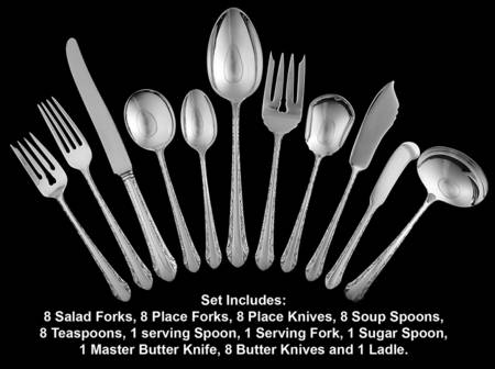 Chased Romantique (Sterling, 1933) 53 Piece Set