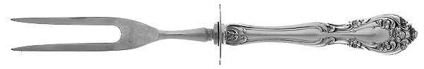Chateau Rose (Sterling, 1940, No Monograms) Small Steak Carving Fork with Stainless Prongs