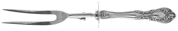 Chateau Rose (Sterling, 1940, No Monograms) Large Stainless-Prong Roast Carving Fork
