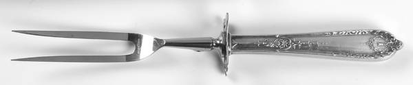 Della Robbia (Sterling, 1922, No Monograms) Large Stainless-Prong Roast Carving Fork