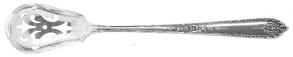 Della Robbia (Sterling, 1922, No Monograms) Pierced Bowl Short Handle Olive Spoon