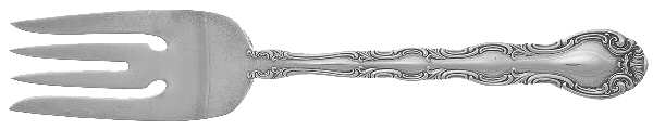 French Scroll (Sterling, 1953) Small Solid Cold Meat Serving Fork