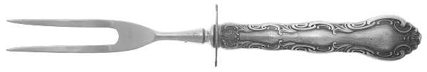 French Scroll (Sterling, 1953) Small Carving Fork W/Sterling Guard