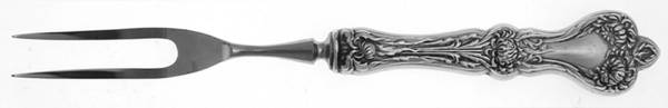 Majestic (Sterling, 1900, No Monograms) Small Steak Carving Fork with Stainless Prongs