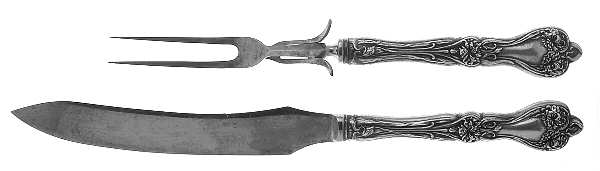 Majestic (Sterling, 1900, No Monograms) Large 2-Piece Roast Carving Set w/Stainless Blade