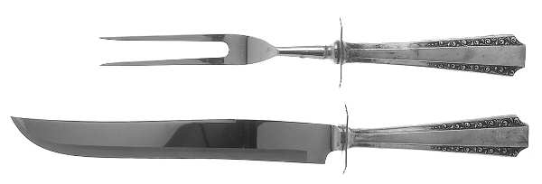 American Colonial (Sterling, 1949) Large 2-Piece Roast Carving Set w/Stainless Blade