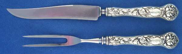 Bridal Rose (Sterling, 1903, Monograms) Small Stainless Blade 2-Piece Steak Carving Set