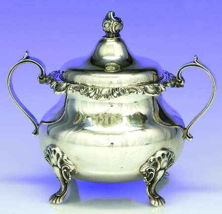 French Scroll (Sterling, 1953, Hollowware) Sugar Bowl & Lid