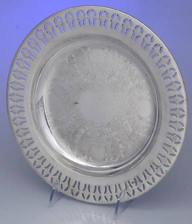 Silverplate Hollowware Round Pierced Tray by Academy