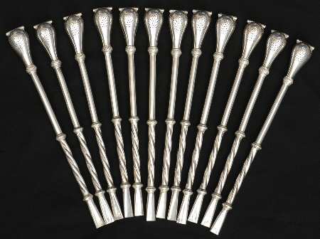 Silverplate Hollowware Tea Sipper - Set of 12 with Tea Strainer