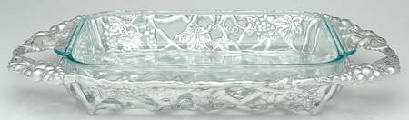Grape (Aluminum, Hollowware) 3 Qt Glass Rectangular Casserole W/Holder