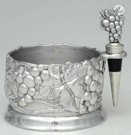 Grape (Aluminum, Hollowware) Bottle Caddy & Stopper Set by Arthur Court