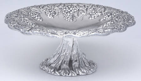 Grape (Aluminum, Hollowware) 11" Diameter Pedestal Cake Stand by Arthur Court