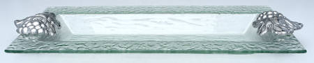 Grape (Aluminum, Hollowware) 18" Glass Platter with Metal Handles