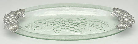 Grape (Aluminum, Hollowware) 19" Glass Oval Serving Platter