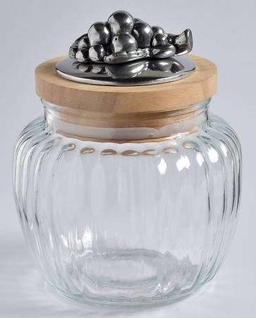 Grape (Aluminum, Hollowware) Small Glass Canister & Metal Lid