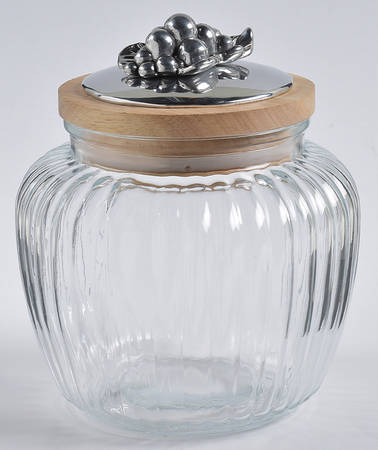 Grape (Aluminum, Hollowware) Medium Glass Canister & Metal Lid