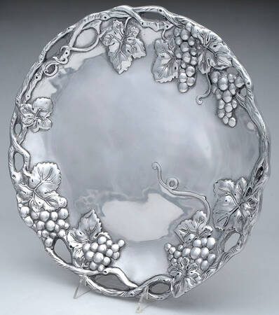 Grape (Aluminum, Hollowware) 15" Round Tray by Arthur Court