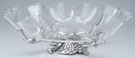 Grape (Aluminum, Hollowware) 16" Acrylic Bowl with Metal Stand
