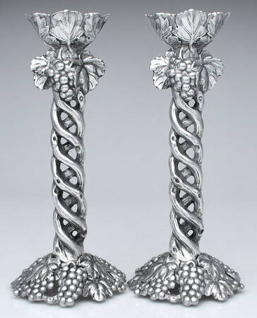 Grape (Aluminum, Hollowware) Pair of 12" Candlesticks